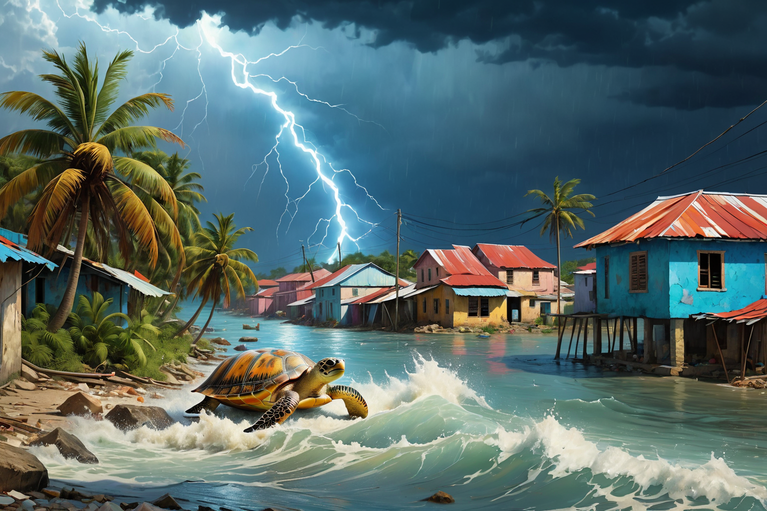 Thunderstorm on river